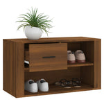 Shoe Cabinet Brown Oak 80x35x45 cm Engineered Wood - Bargainia.com - 