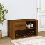 Shoe Cabinet Brown Oak 80x35x45 cm Engineered Wood - Bargainia.com - 