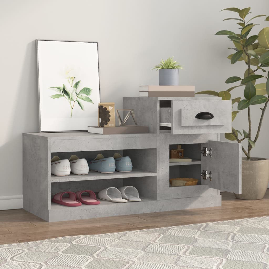 Shoe Cabinet Concrete Grey 100x42x60 cm Engineered Wood - Bargainia.com - 