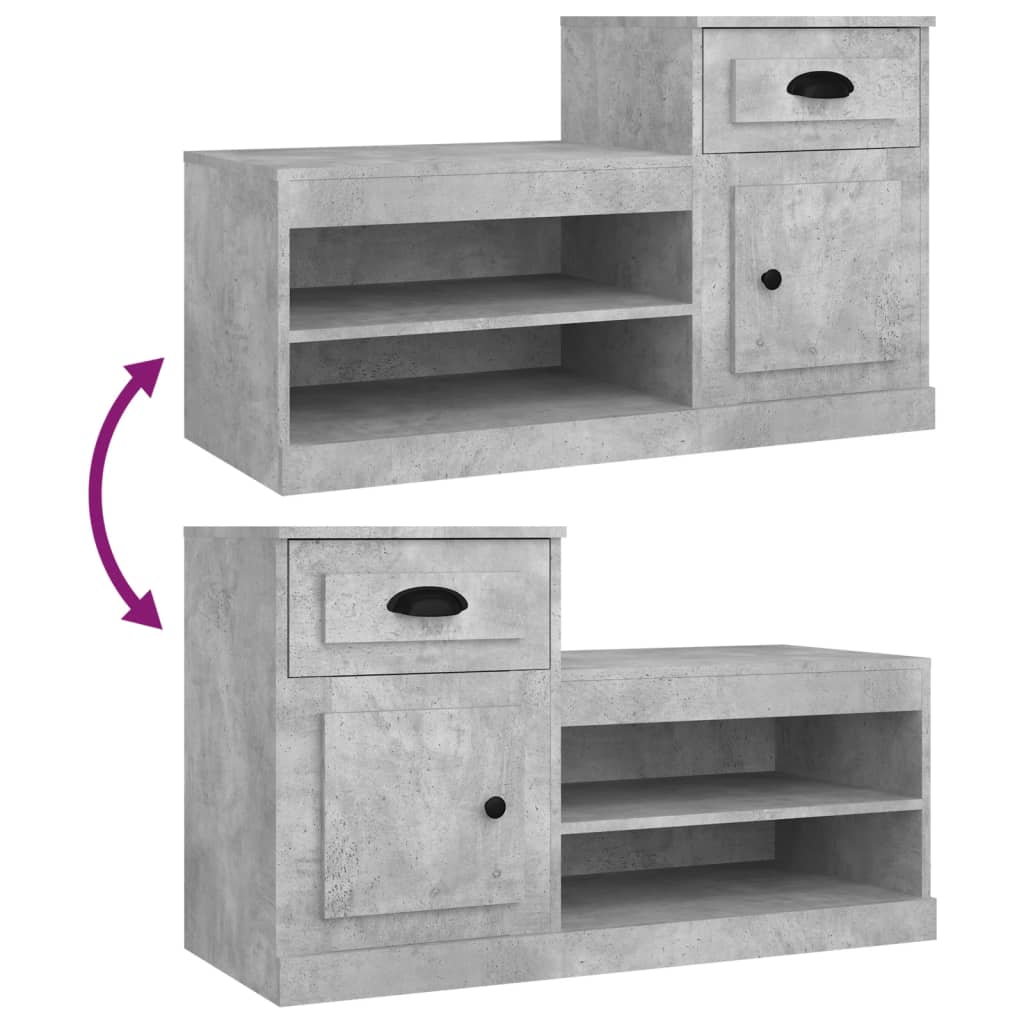 Shoe Cabinet Concrete Grey 100x42x60 cm Engineered Wood - Bargainia.com - 