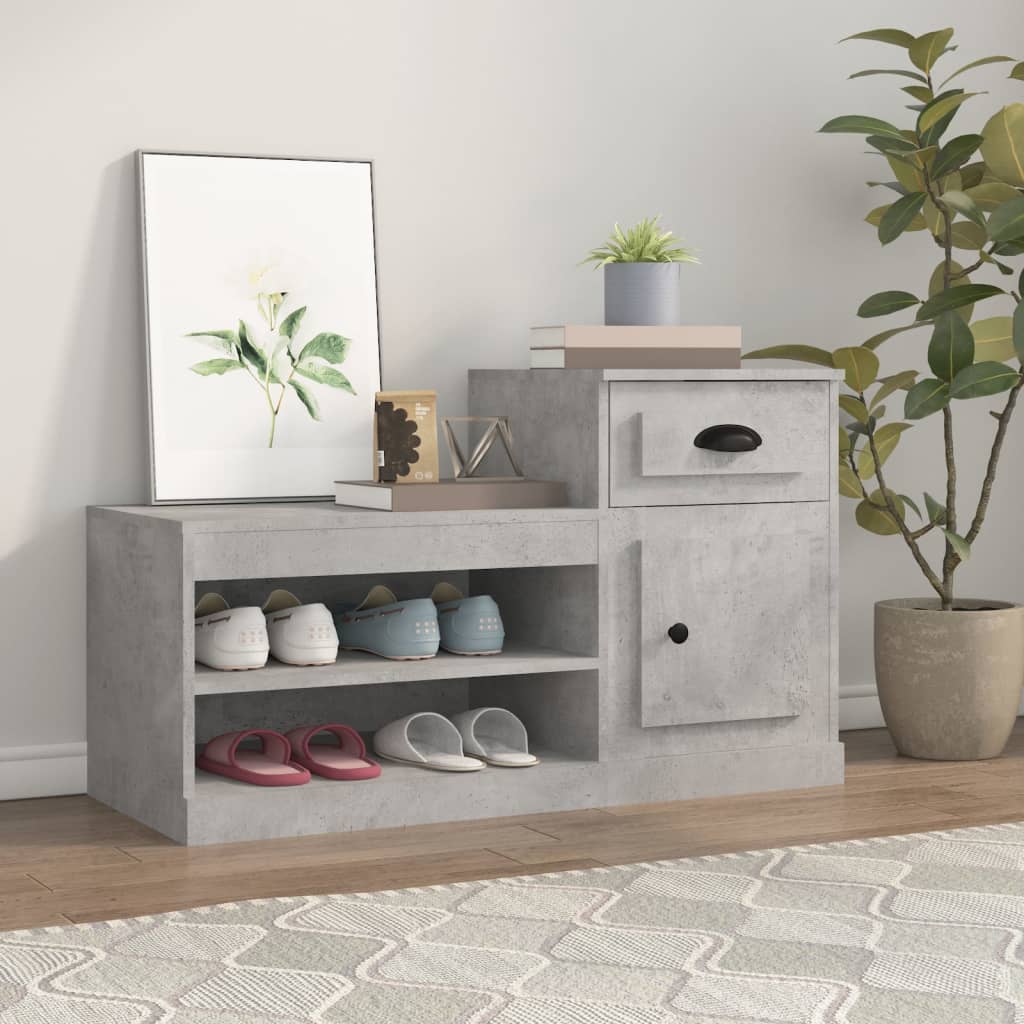 Shoe Cabinet Concrete Grey 100x42x60 cm Engineered Wood - Bargainia.com - 