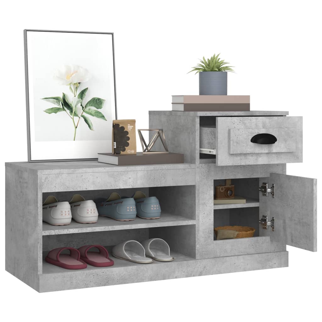 Shoe Cabinet Concrete Grey 100x42x60 cm Engineered Wood - Bargainia.com - 
