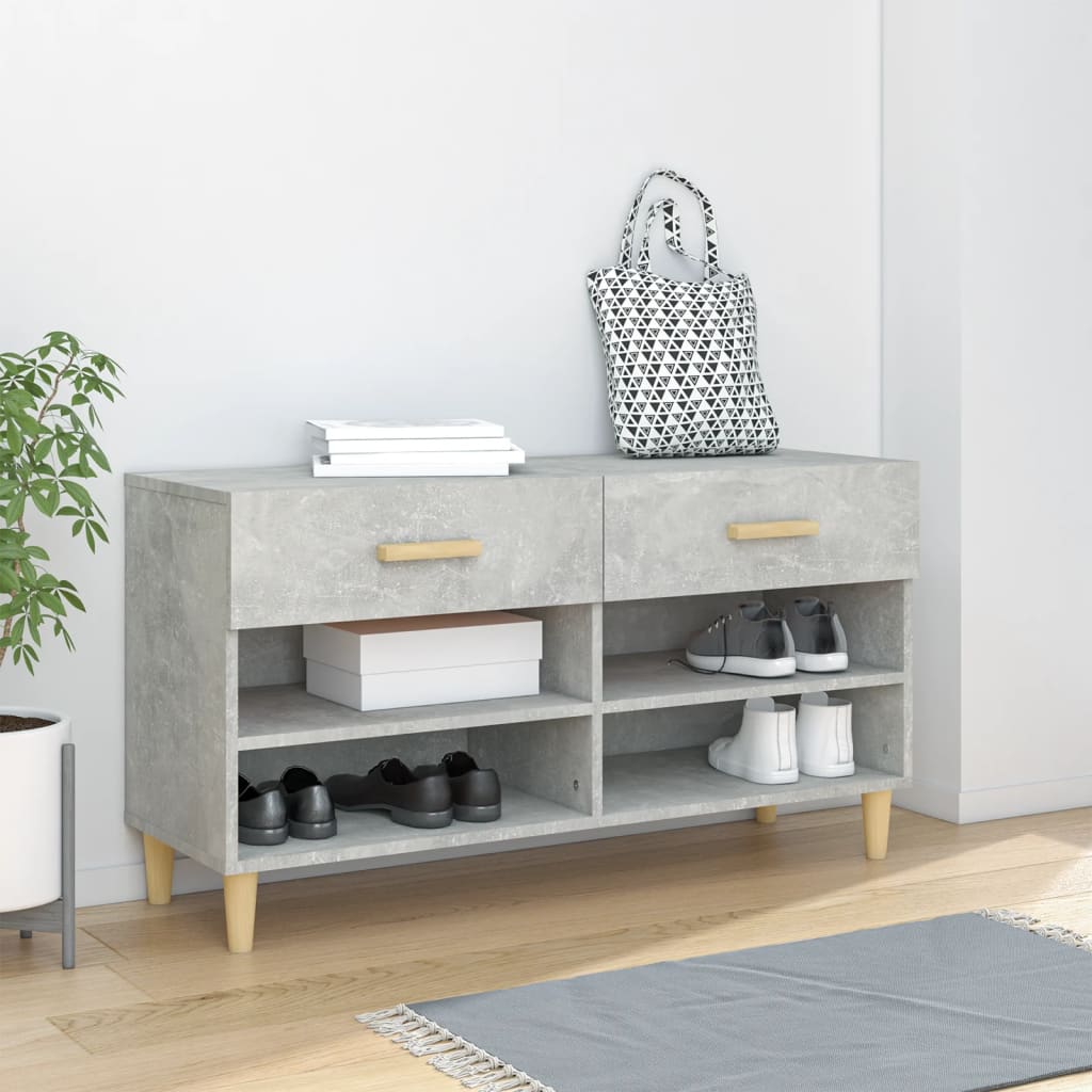 Shoe Cabinet Concrete Grey 102x35x55 cm Engineered Wood - Bargainia.com - 
