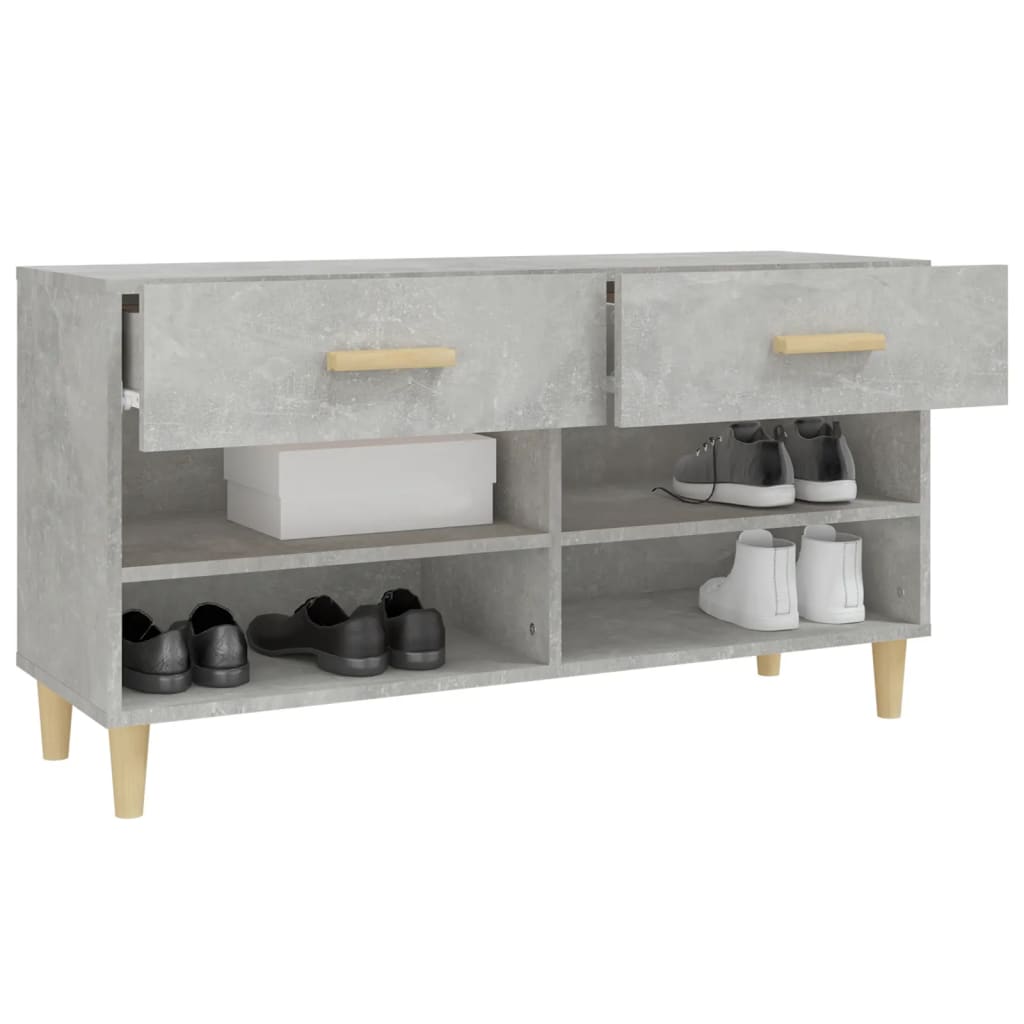 Shoe Cabinet Concrete Grey 102x35x55 cm Engineered Wood - Bargainia.com - 