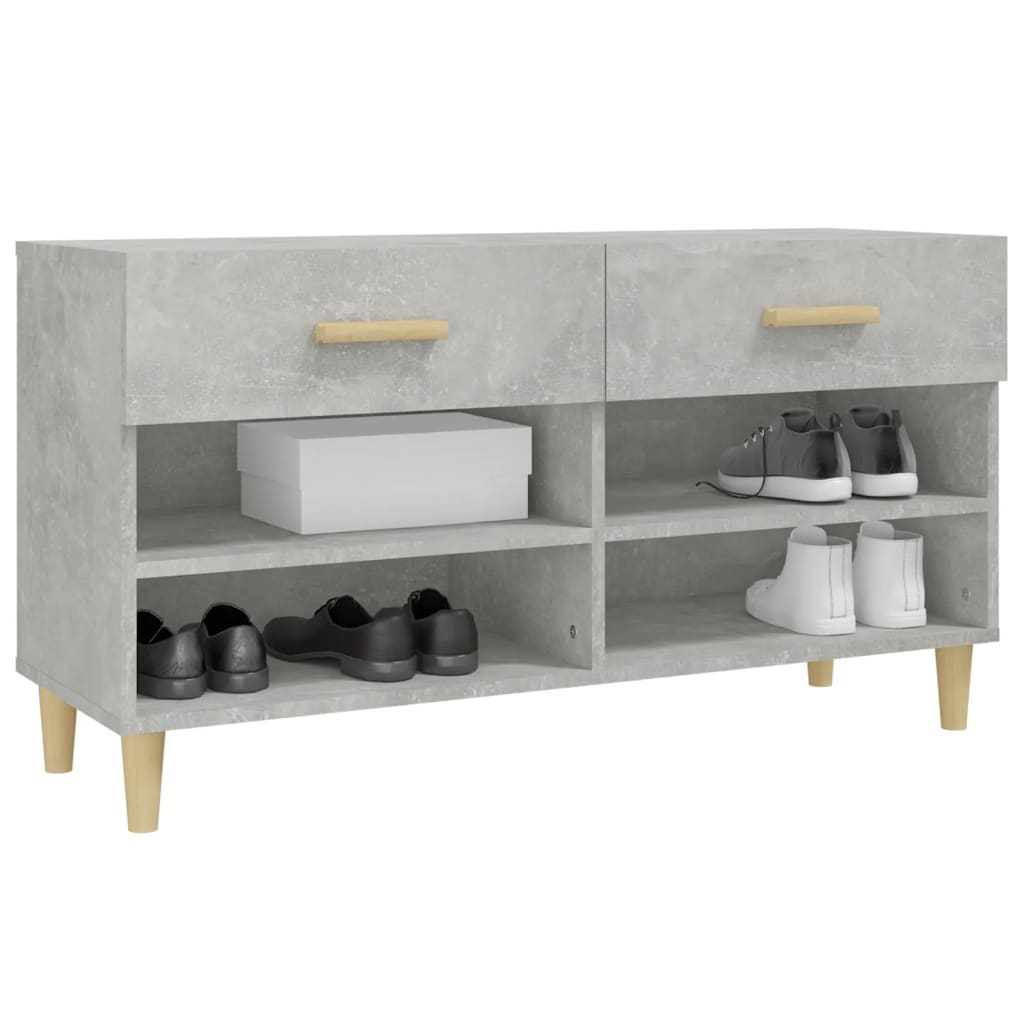 Shoe Cabinet Concrete Grey 102x35x55 cm Engineered Wood - Bargainia.com - 