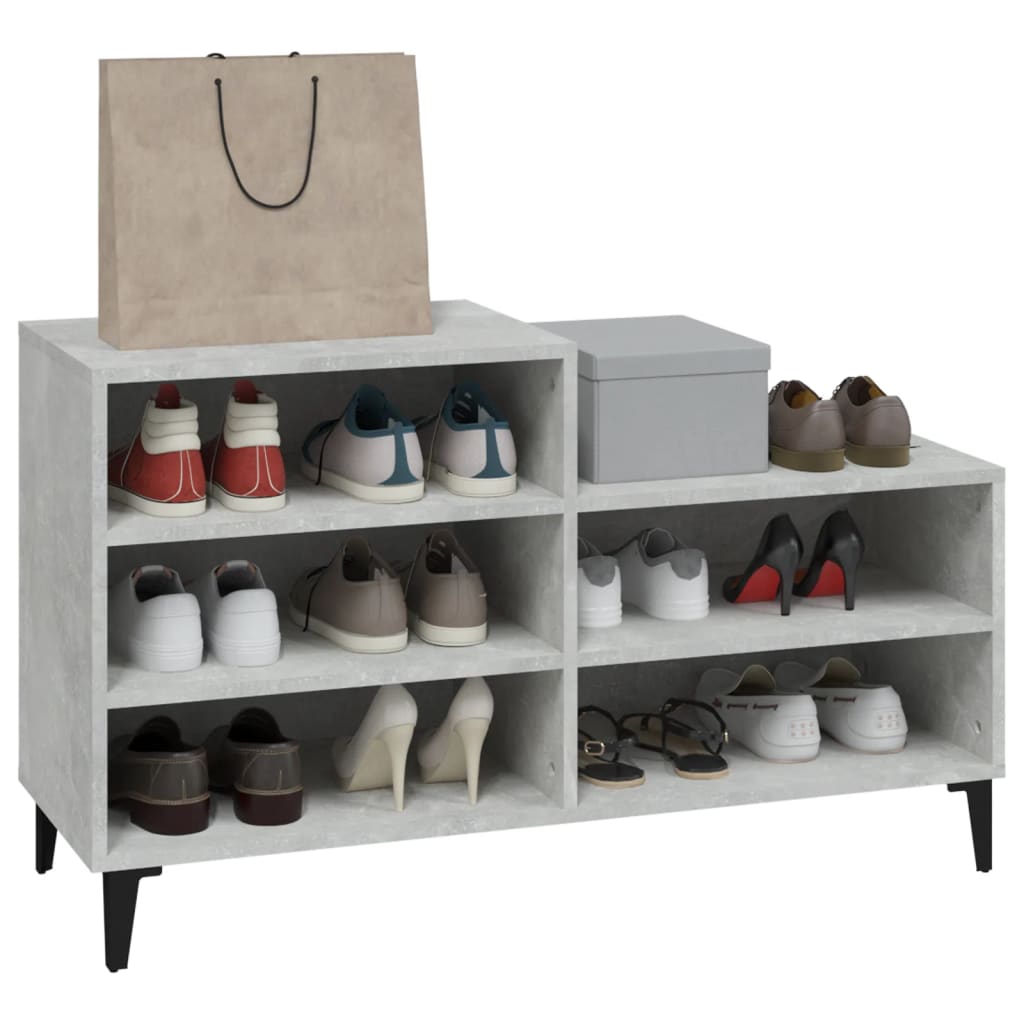 Shoe Cabinet Concrete Grey 102x36x60 cm Engineered Wood - Bargainia.com - 