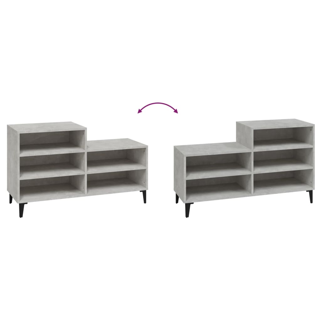 Shoe Cabinet Concrete Grey 102x36x60 cm Engineered Wood - Bargainia.com - 