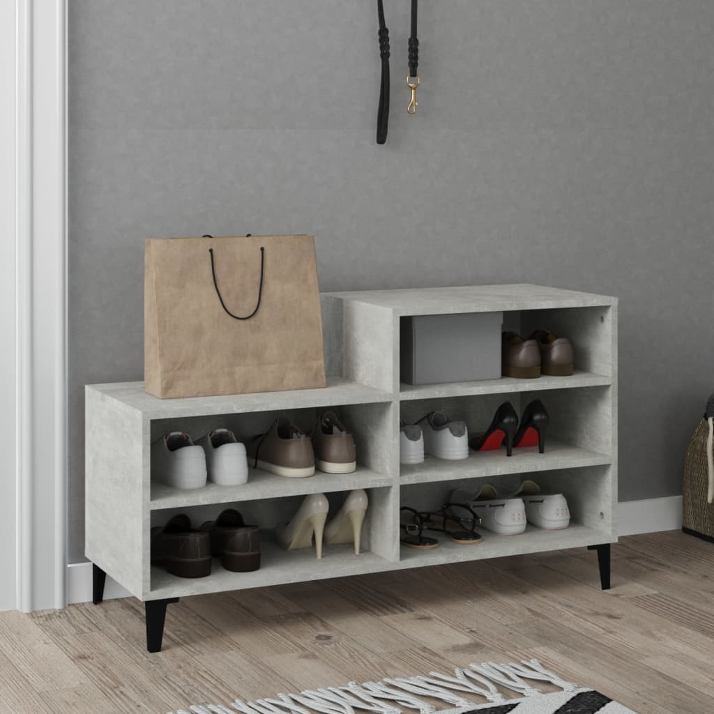 Shoe Cabinet Concrete Grey 102x36x60 cm Engineered Wood - Bargainia.com - 