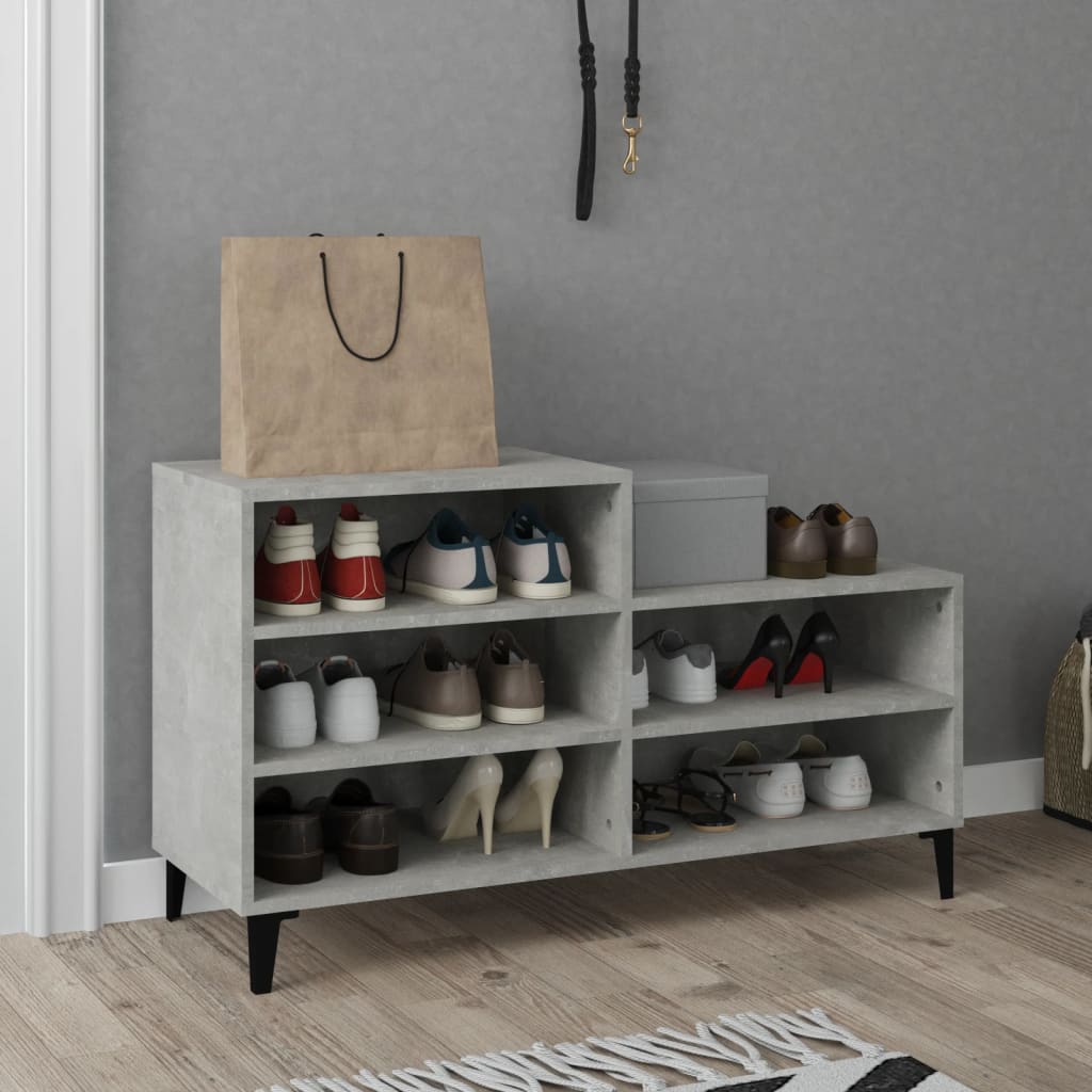 Shoe Cabinet Concrete Grey 102x36x60 cm Engineered Wood - Bargainia.com - 