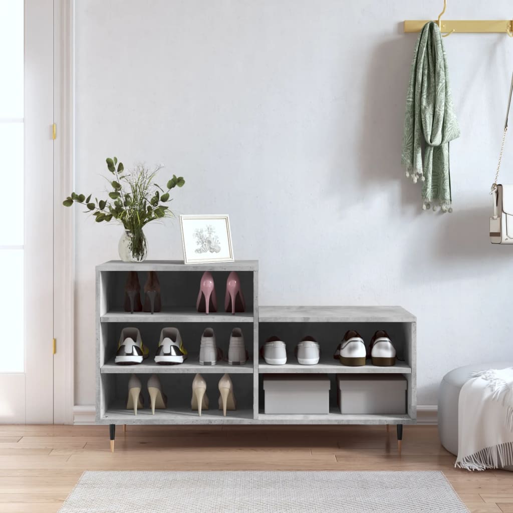 Shoe Cabinet Concrete Grey 102x36x60 cm Engineered Wood - Bargainia.com - 