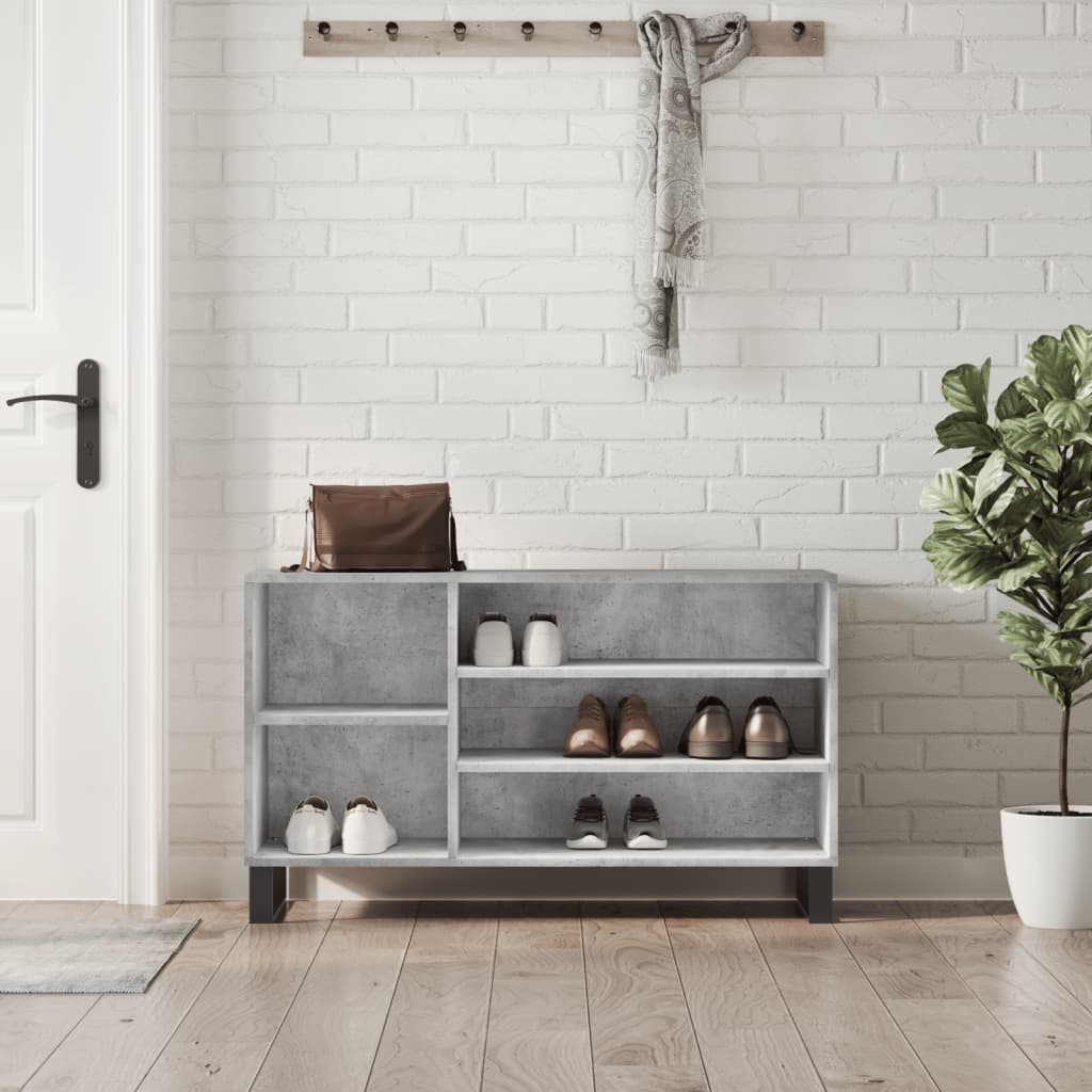 Shoe Cabinet Concrete Grey 102x36x60 cm Engineered Wood - Bargainia.com - 
