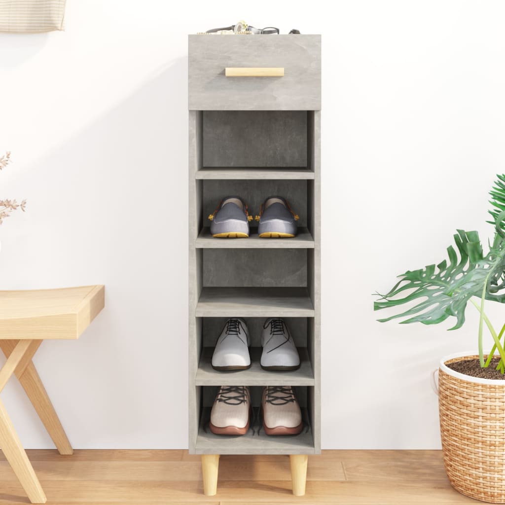 Shoe Cabinet Concrete Grey 30x35x105 cm Engineered Wood - Bargainia.com - 