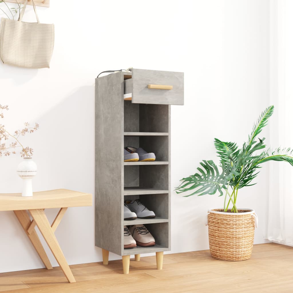 Shoe Cabinet Concrete Grey 30x35x105 cm Engineered Wood - Bargainia.com - 