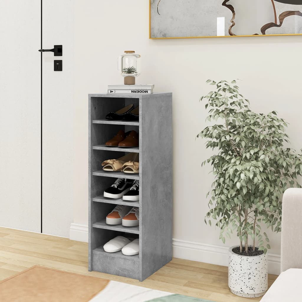 Shoe Cabinet Concrete Grey 31.5x35x90 cm Engineered Wood - Bargainia.com - 