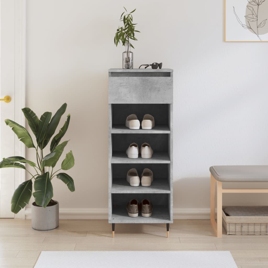Shoe Cabinet Concrete Grey 40x36x105 cm Engineered Wood - Bargainia.com - 