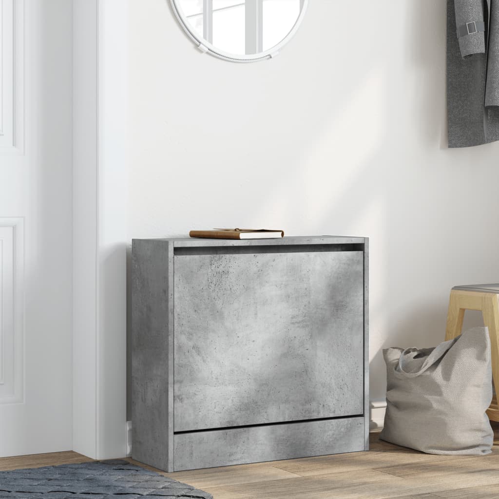 Shoe Cabinet Concrete Grey 60x21x57 cm Engineered Wood - Bargainia.com - 