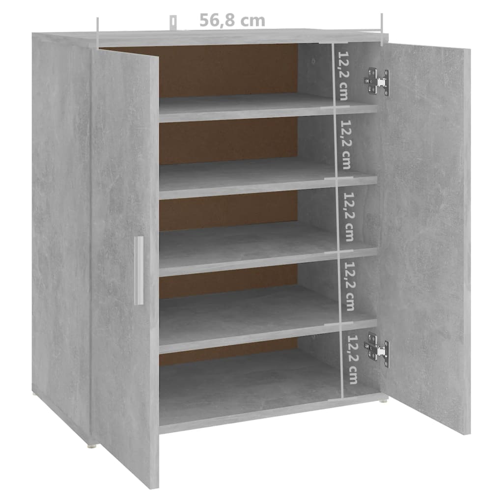 Shoe Cabinet Concrete Grey 60x35x70 cm Engineered Wood - Bargainia.com - 