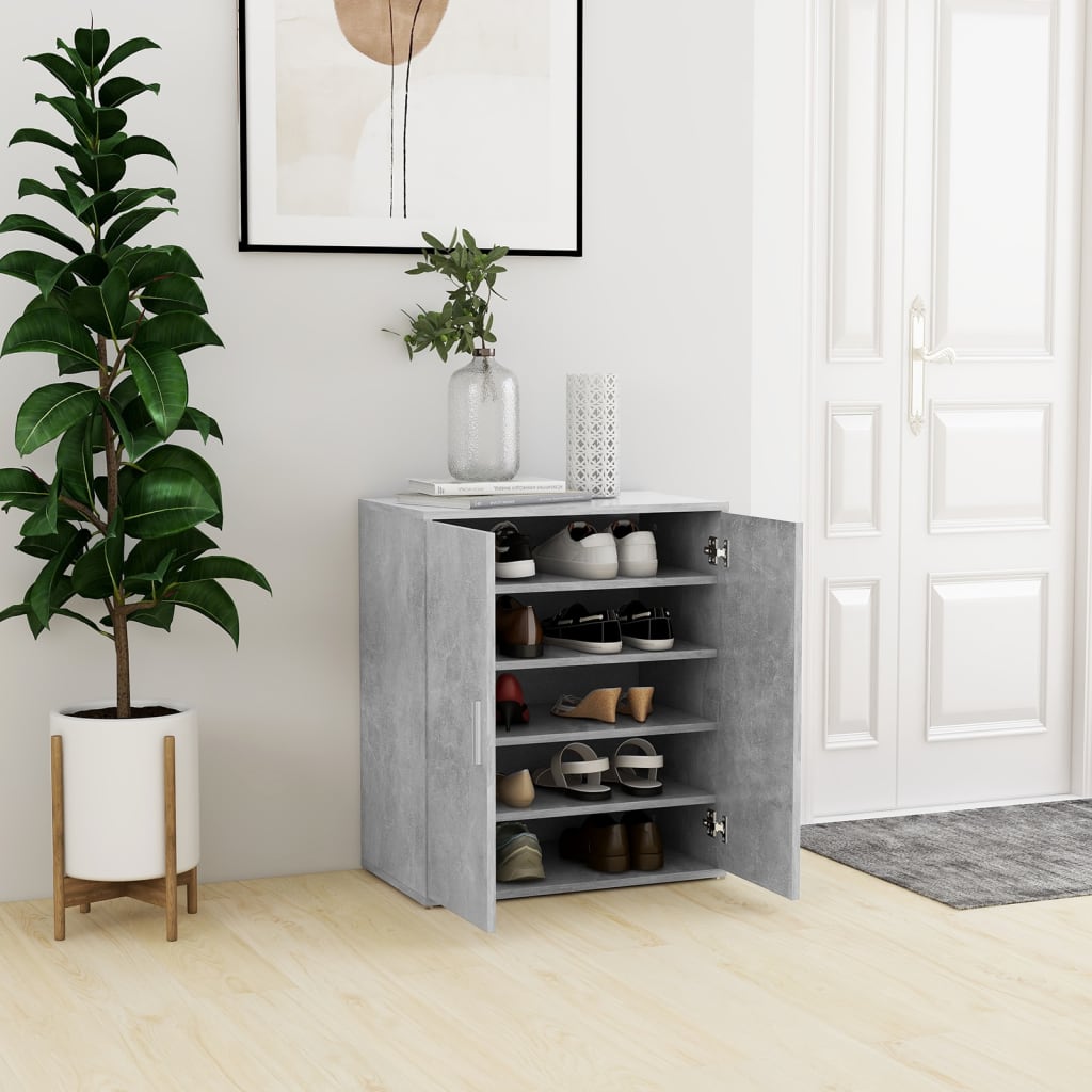 Shoe Cabinet Concrete Grey 60x35x70 cm Engineered Wood - Bargainia.com - 