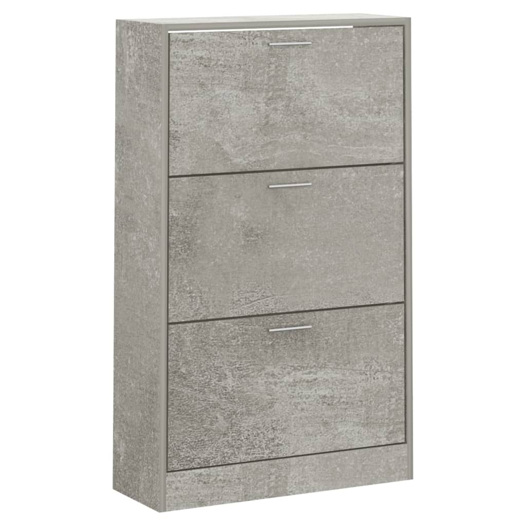 Shoe Cabinet Concrete Grey 63x24x103 cm Engineered Wood - Bargainia.com - 