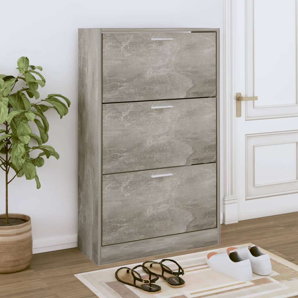 Shoe Cabinet Concrete Grey 63x24x103 cm Engineered Wood - Bargainia.com - 