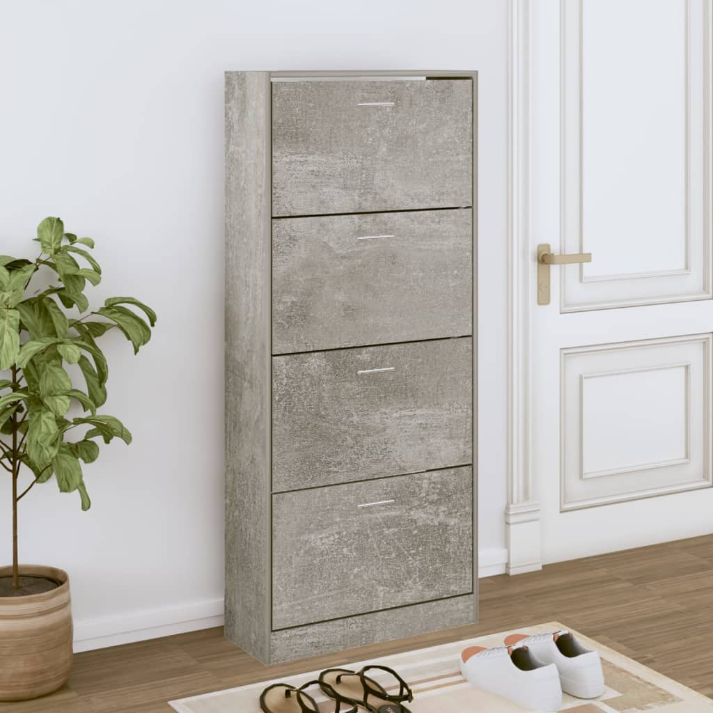 Shoe Cabinet Concrete Grey 63x24x147 cm Engineered Wood - Bargainia.com - 
