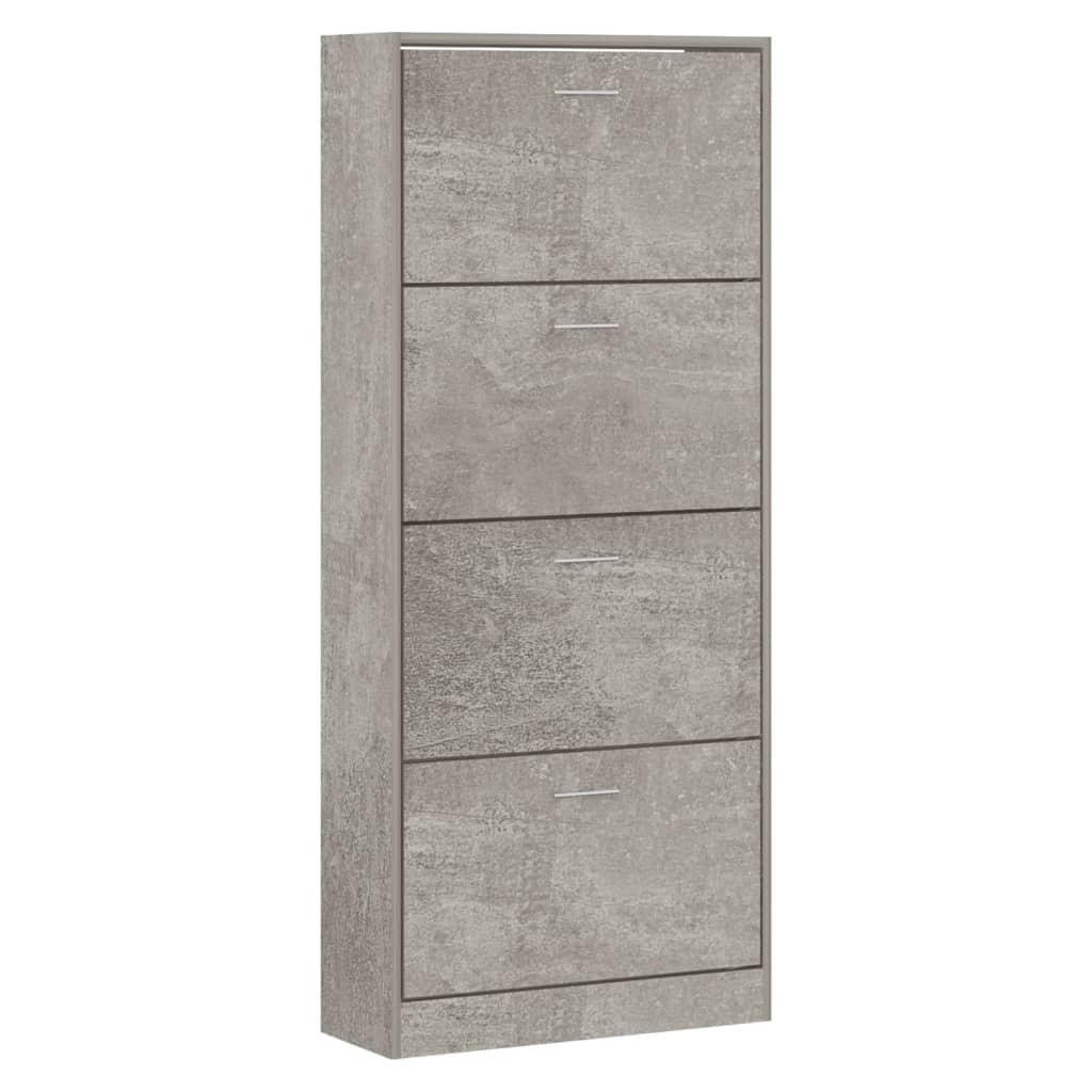 Shoe Cabinet Concrete Grey 63x24x147 cm Engineered Wood - Bargainia.com - 