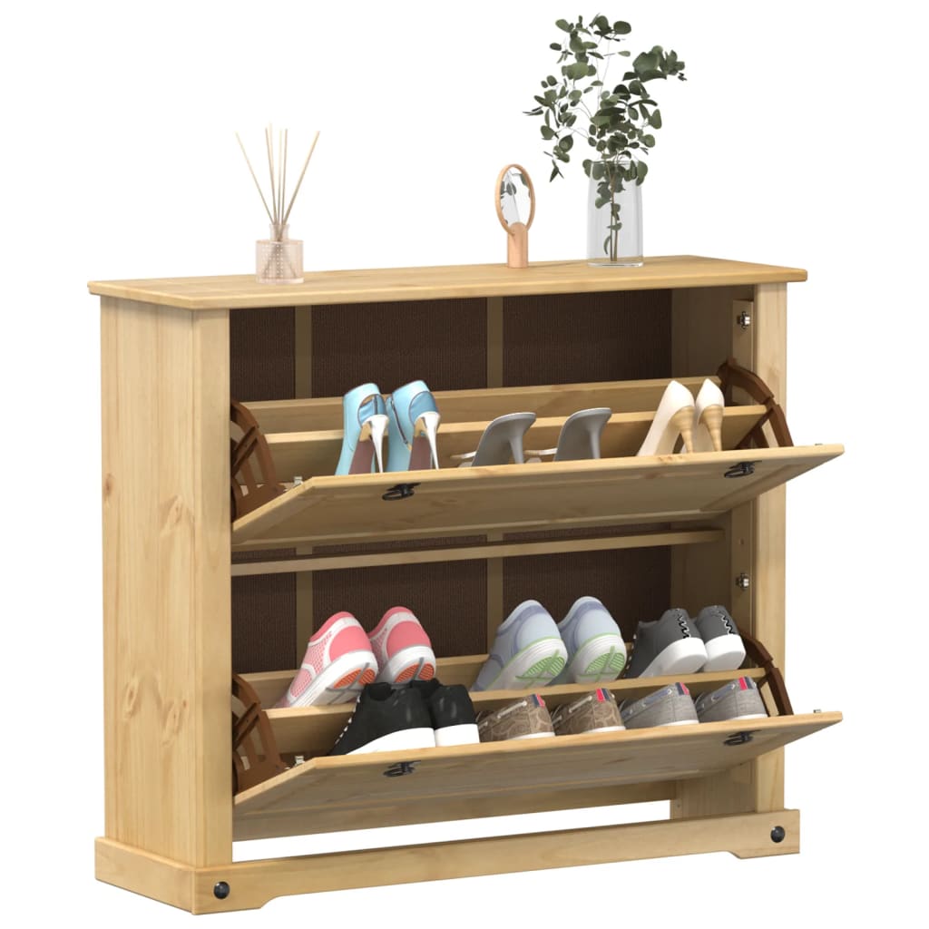 Shoe Cabinet Corona 99x32x85 cm Solid Wood Pine - Bargainia.com - 