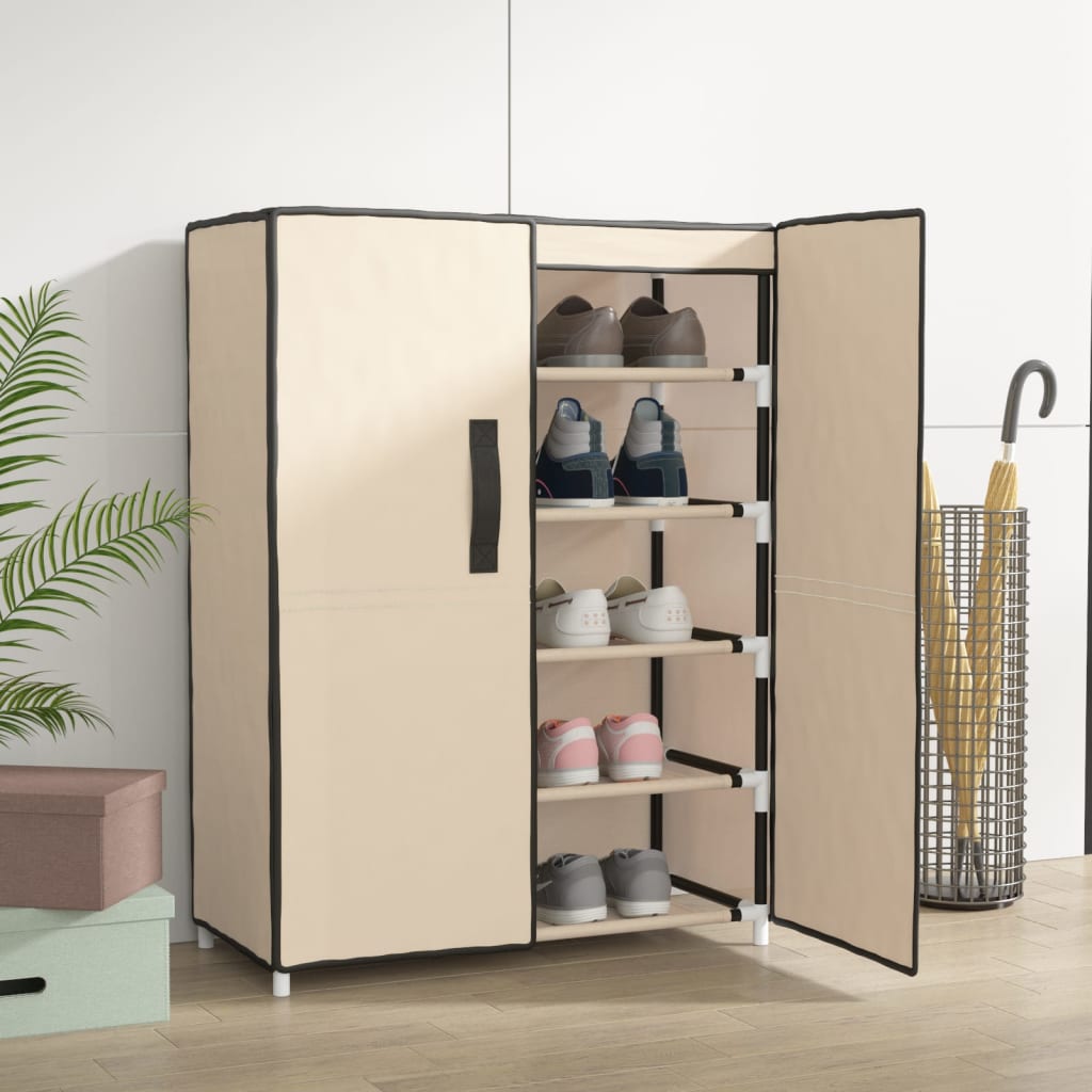 Shoe Cabinet Cream 60x28x90 cm Fabric - Bargainia.com - 
