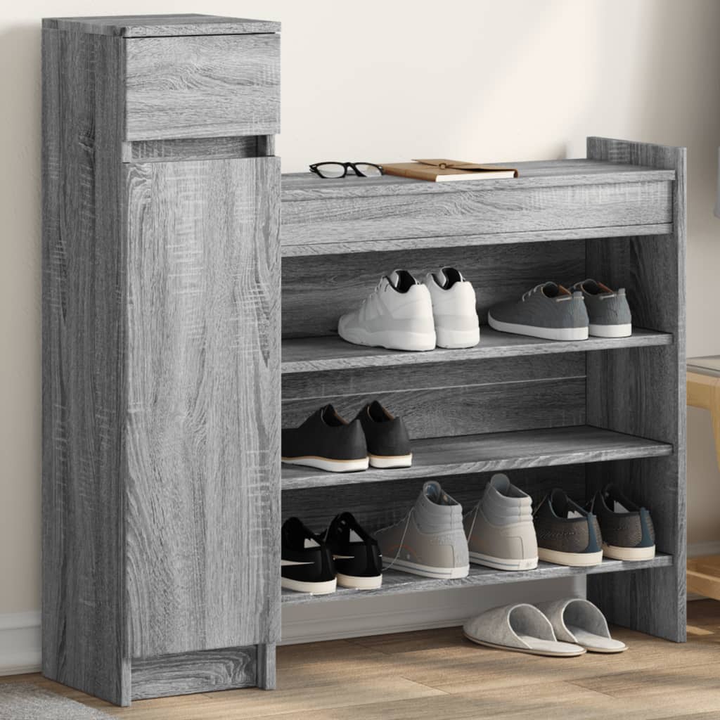 Shoe Cabinet Grey Sonoma 100.5x28x100 cm Engineered Wood - Bargainia.com - 8721012493292 - 840427