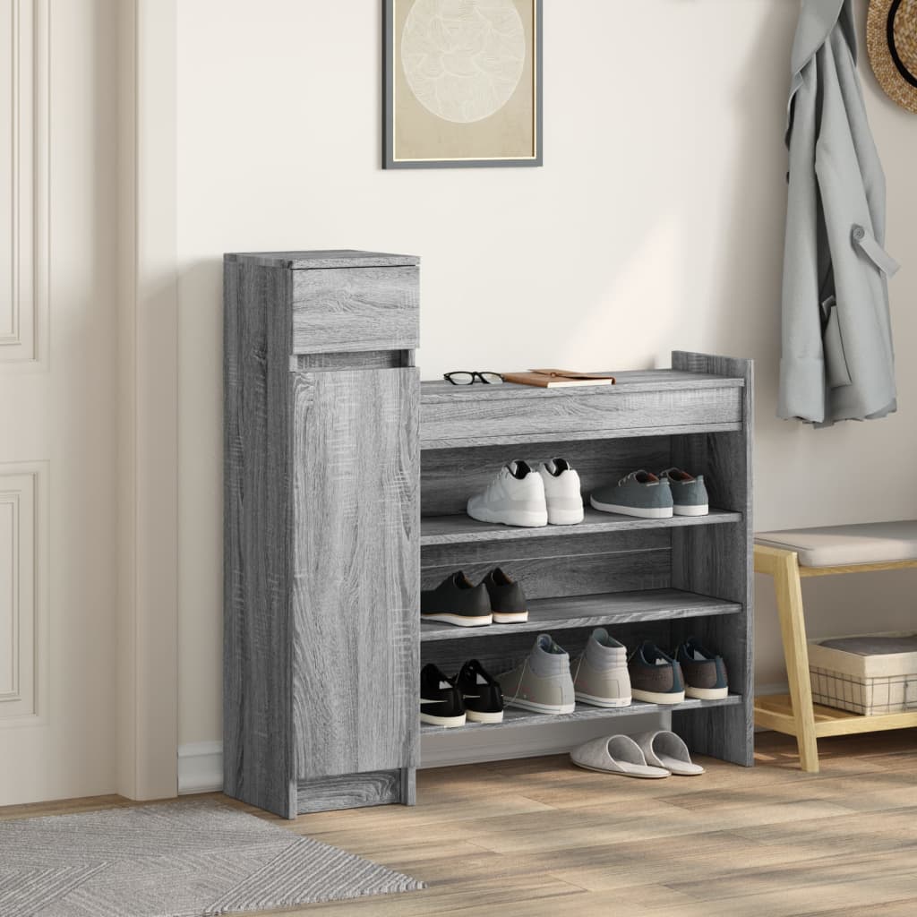 Shoe Cabinet Grey Sonoma 100.5x28x100 cm Engineered Wood - Bargainia.com - 8721012493292 - 840427