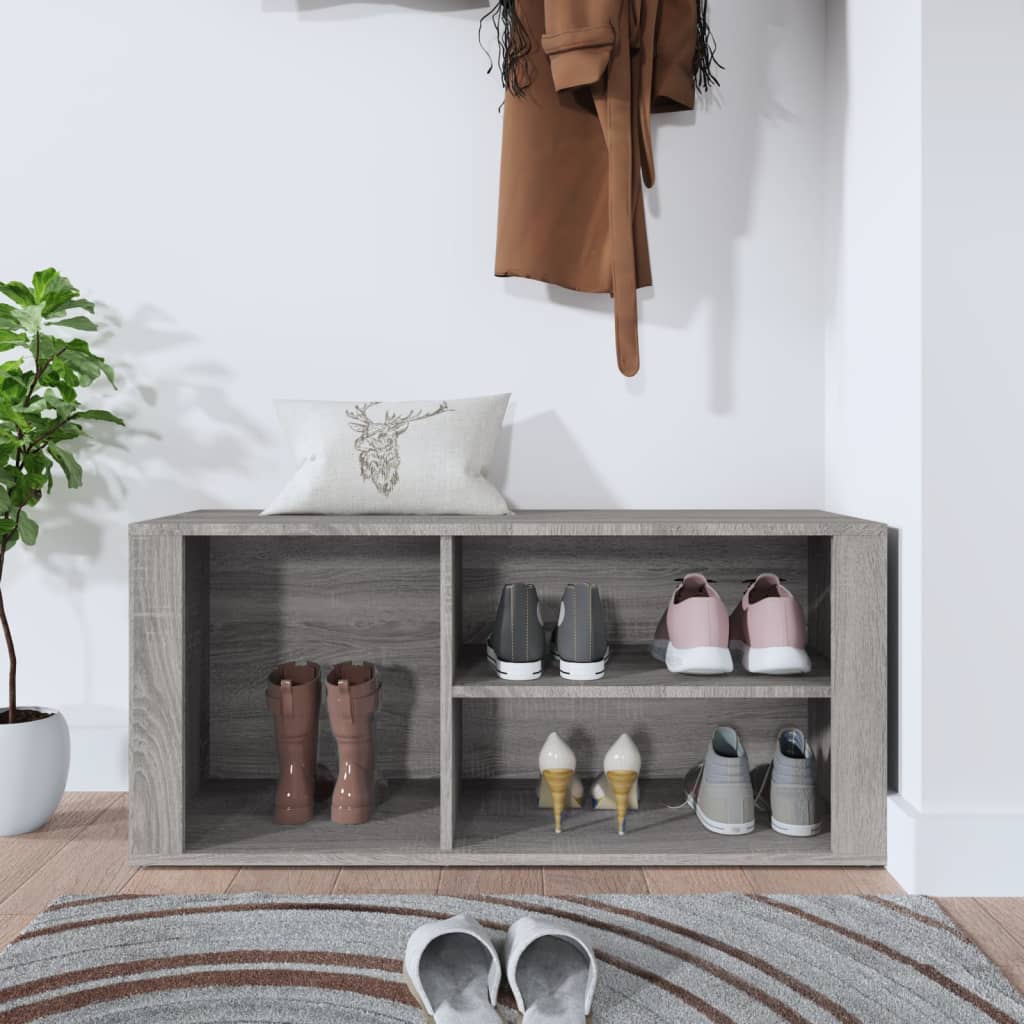 Shoe Cabinet Grey Sonoma 100x35x45 cm Engineered Wood - Bargainia.com - 