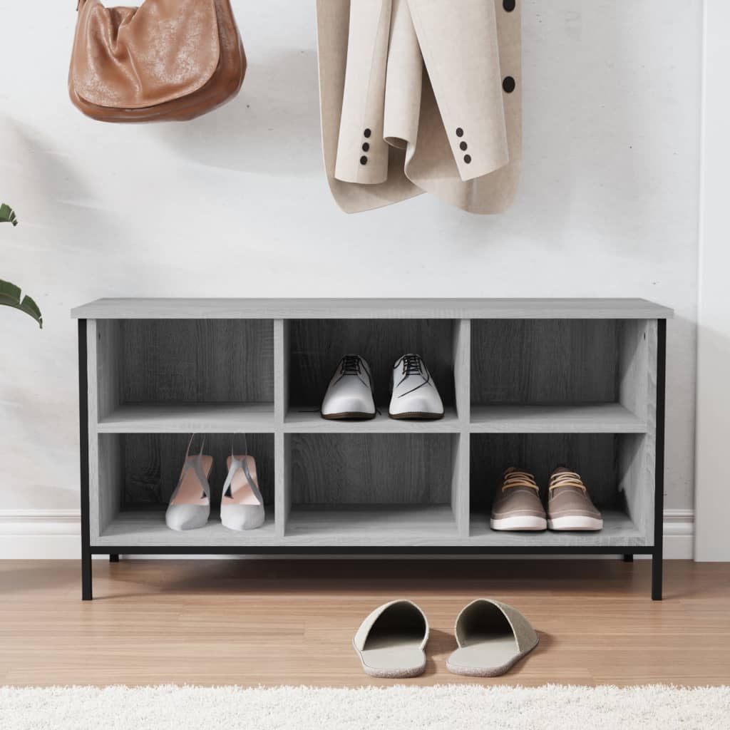 Shoe Cabinet Grey Sonoma 100x35x50 cm Engineered Wood - Bargainia.com - 