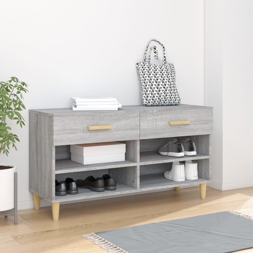 Shoe Cabinet Grey Sonoma 102x35x55 cm Engineered Wood - Bargainia.com - 