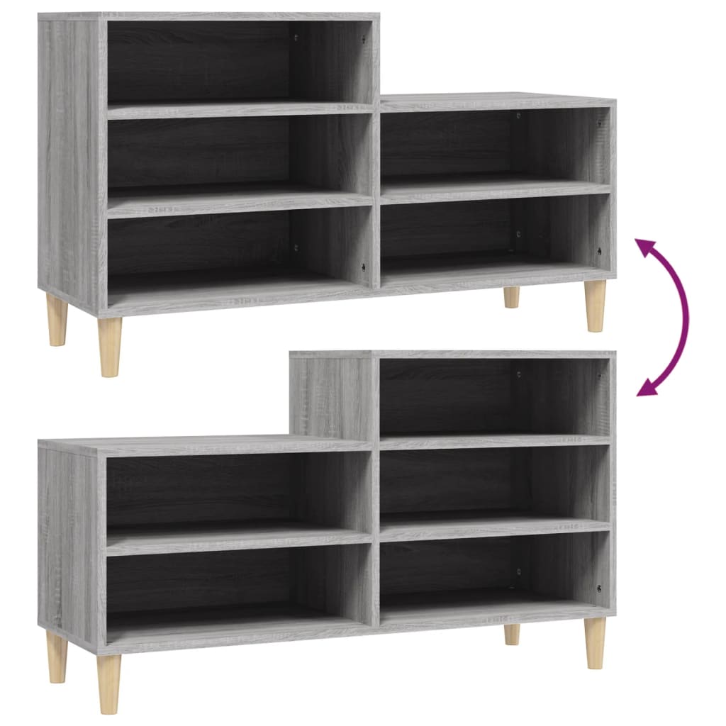 Shoe Cabinet Grey Sonoma 102x36x60 cm Engineered Wood - Bargainia.com - 