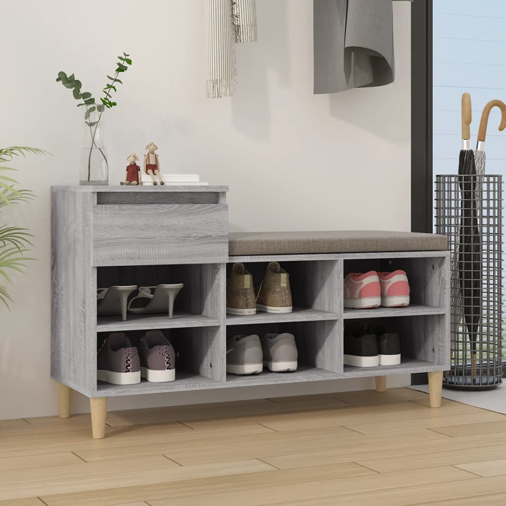 Shoe Cabinet Grey Sonoma 102x36x60 cm Engineered Wood - Bargainia.com - 