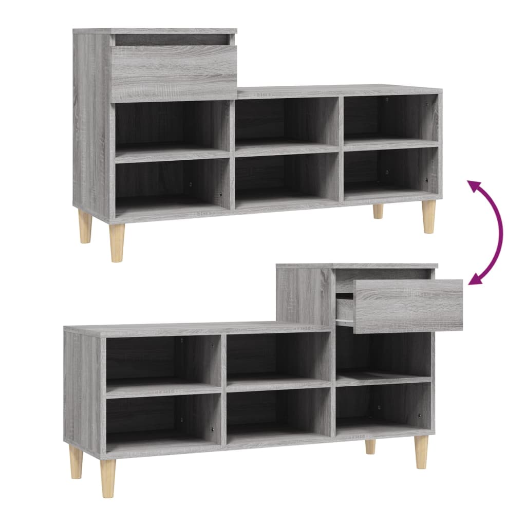 Shoe Cabinet Grey Sonoma 102x36x60 cm Engineered Wood - Bargainia.com - 