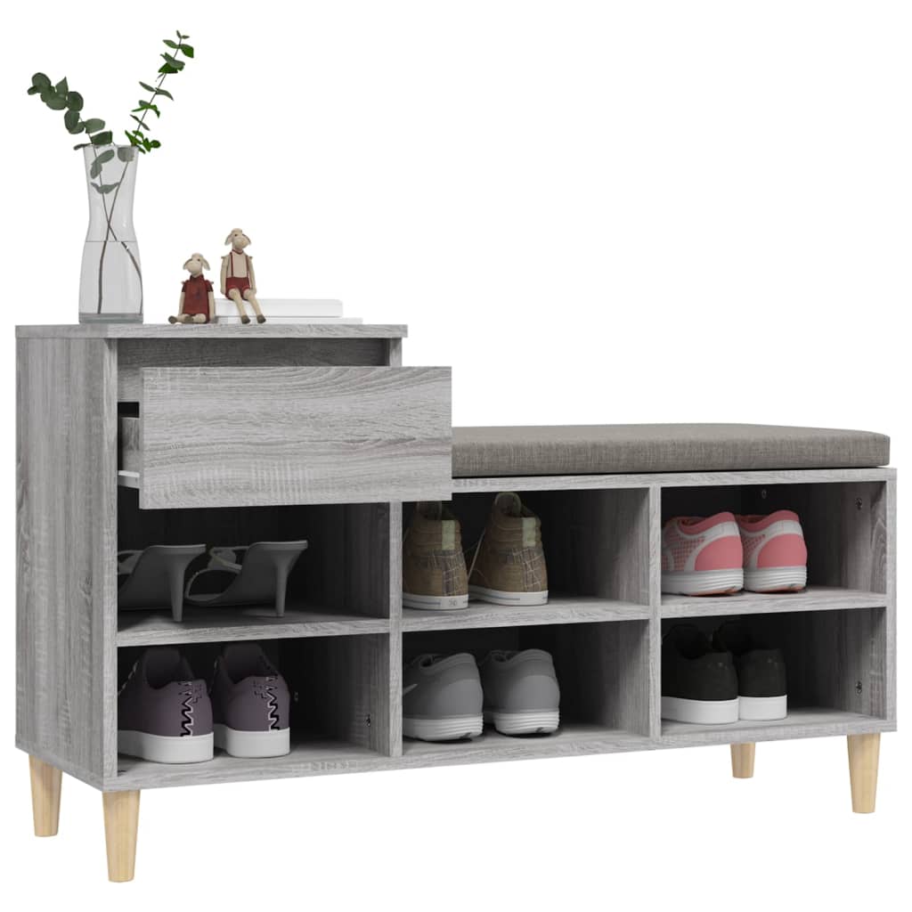 Shoe Cabinet Grey Sonoma 102x36x60 cm Engineered Wood - Bargainia.com - 