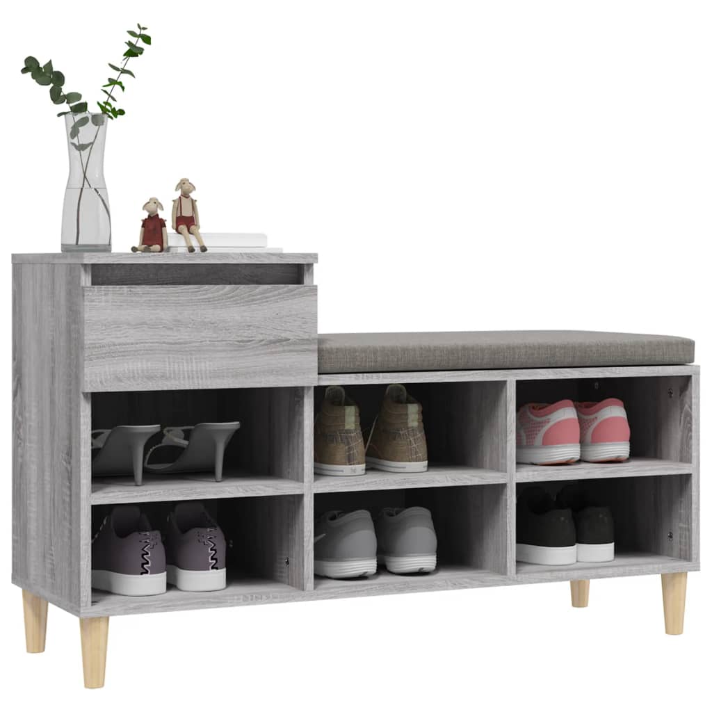 Shoe Cabinet Grey Sonoma 102x36x60 cm Engineered Wood - Bargainia.com - 