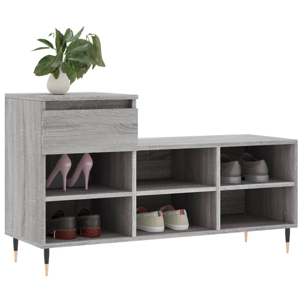 Shoe Cabinet Grey Sonoma 102x36x60 cm Engineered Wood - Bargainia.com - 