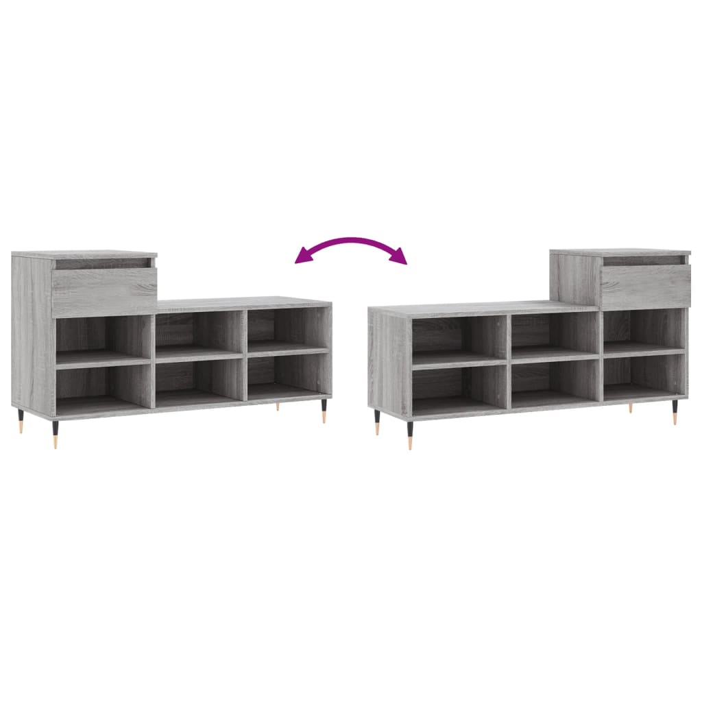 Shoe Cabinet Grey Sonoma 102x36x60 cm Engineered Wood - Bargainia.com - 