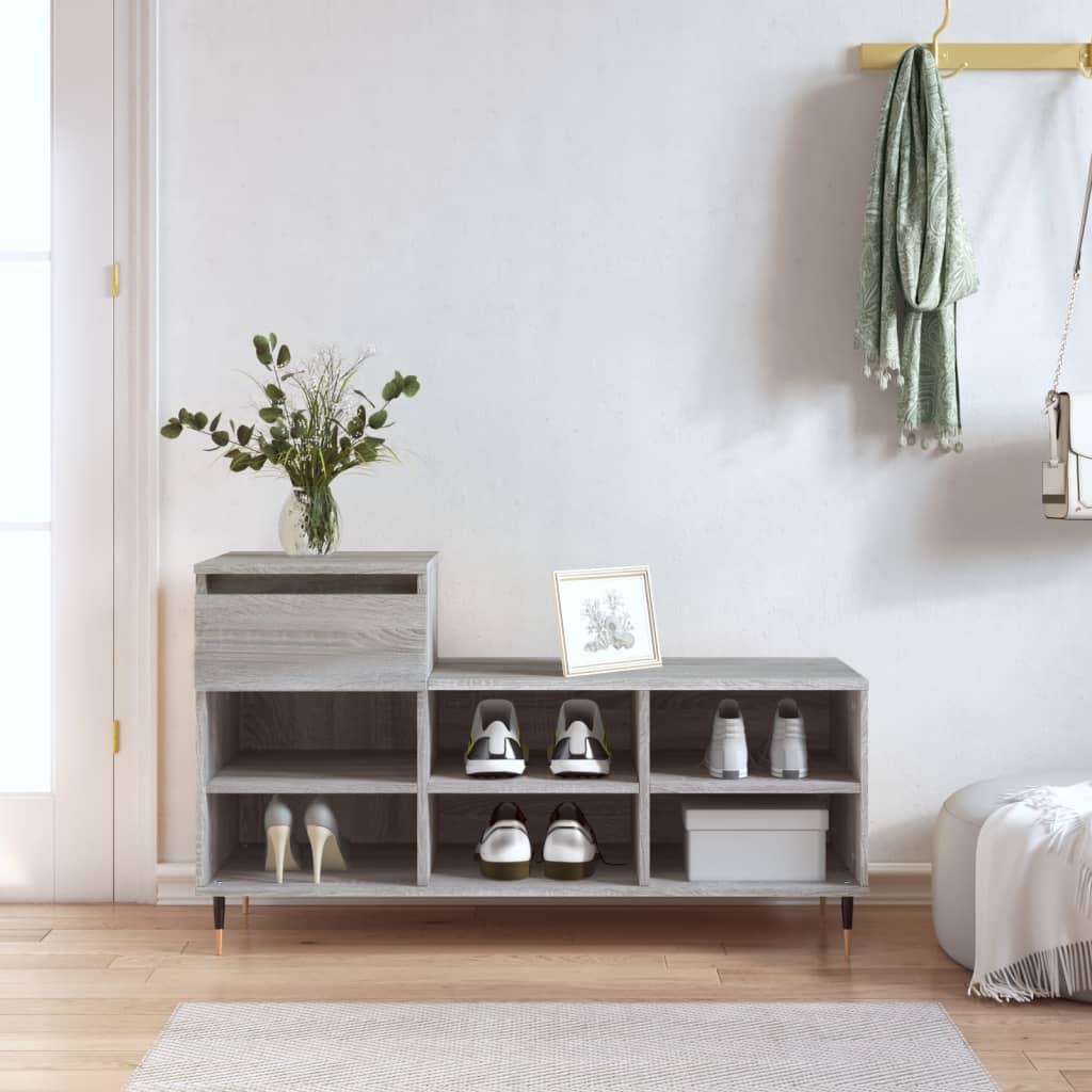 Shoe Cabinet Grey Sonoma 102x36x60 cm Engineered Wood - Bargainia.com - 