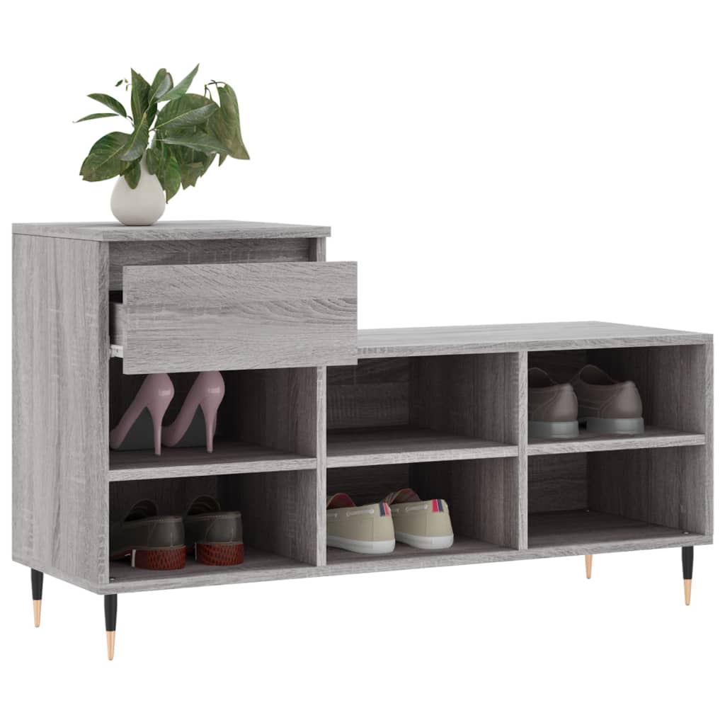 Shoe Cabinet Grey Sonoma 102x36x60 cm Engineered Wood - Bargainia.com - 