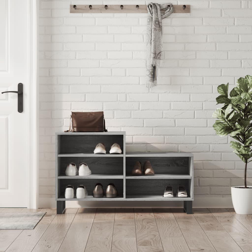 Shoe Cabinet Grey Sonoma 102x36x60 cm Engineered Wood - Bargainia.com - 