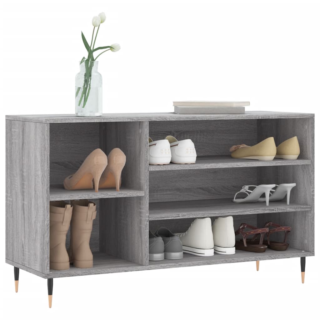 Shoe Cabinet Grey Sonoma 102x36x60 cm Engineered Wood - Bargainia.com - 