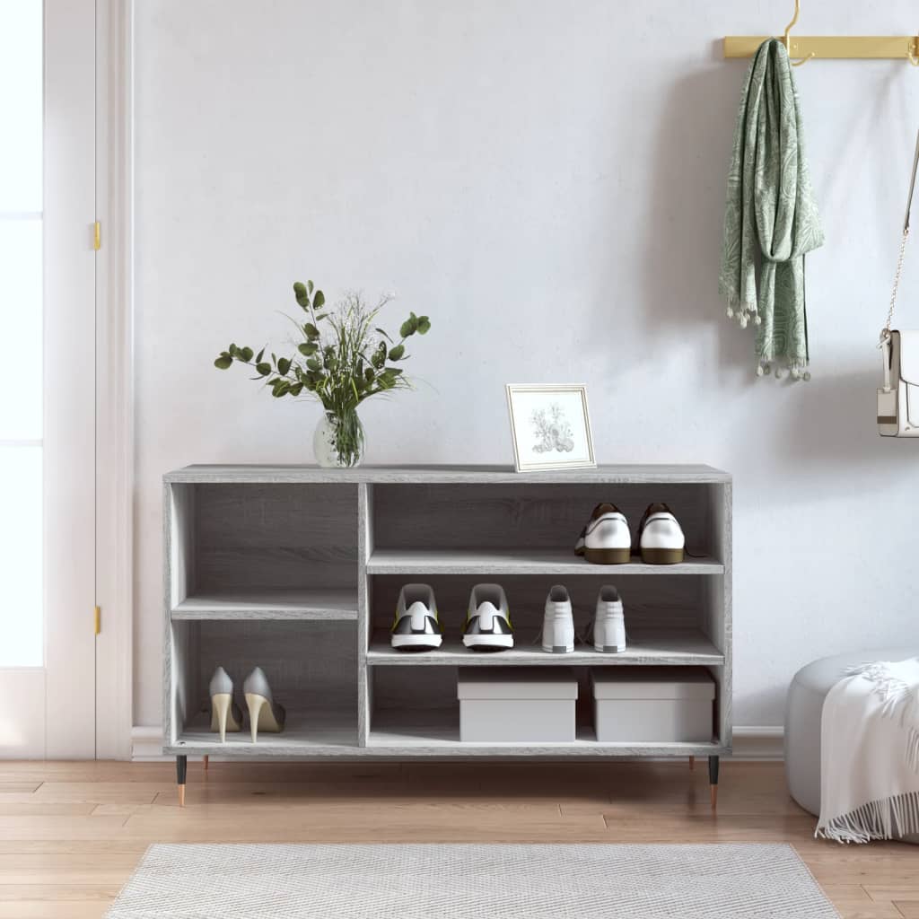 Shoe Cabinet Grey Sonoma 102x36x60 cm Engineered Wood - Bargainia.com - 