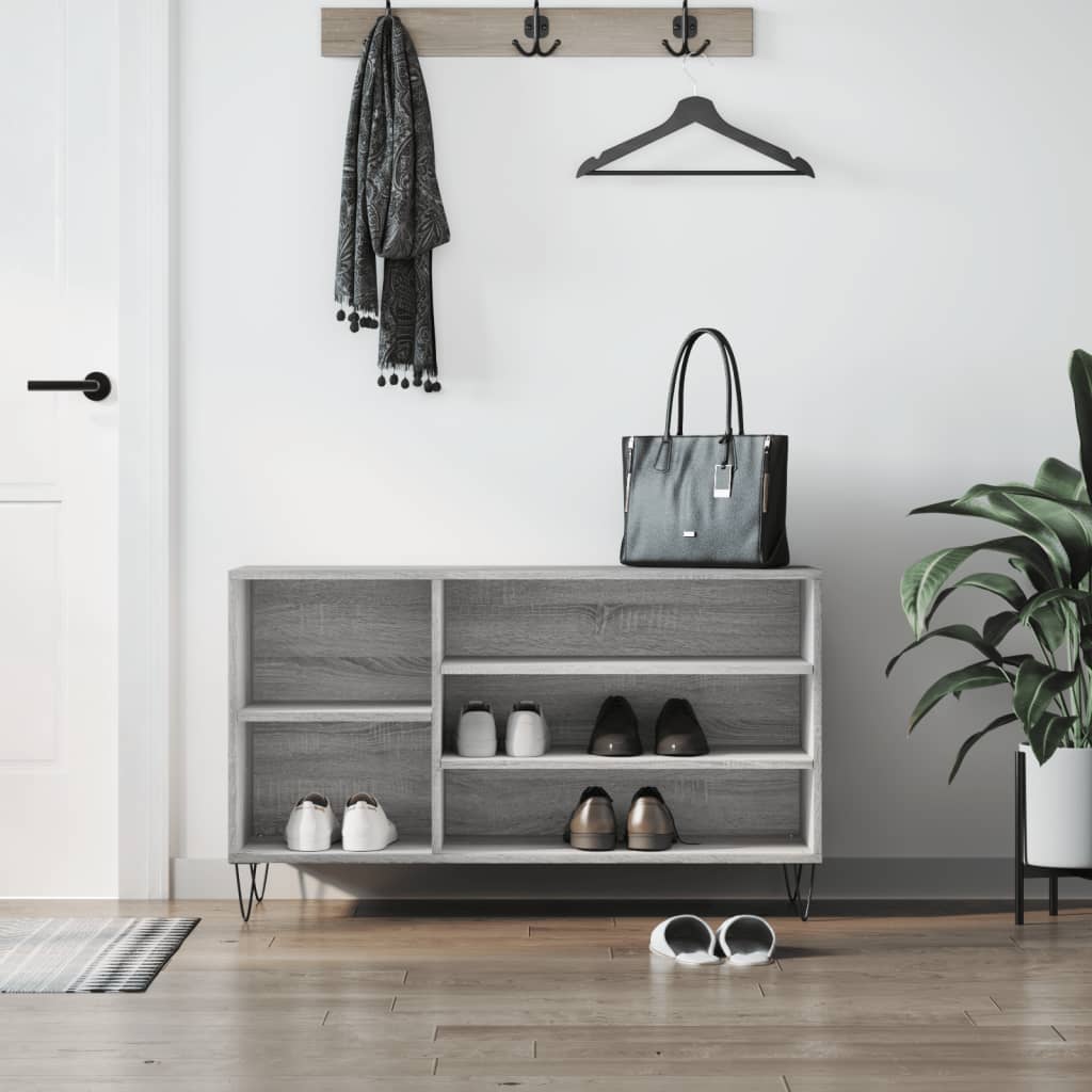 Shoe Cabinet Grey Sonoma 102x36x60 cm Engineered Wood - Bargainia.com - 