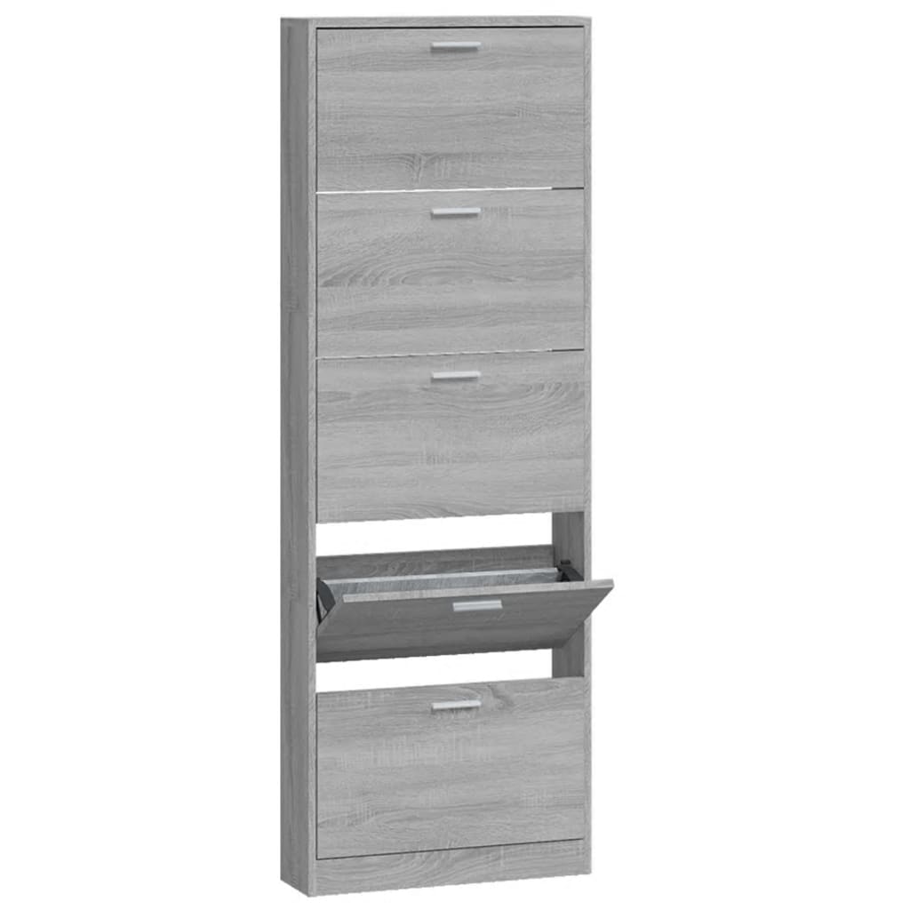 Shoe Cabinet Grey Sonoma 59x17x169 cm Engineered Wood - Bargainia.com - 