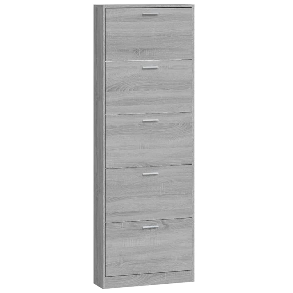 Shoe Cabinet Grey Sonoma 59x17x169 cm Engineered Wood - Bargainia.com - 