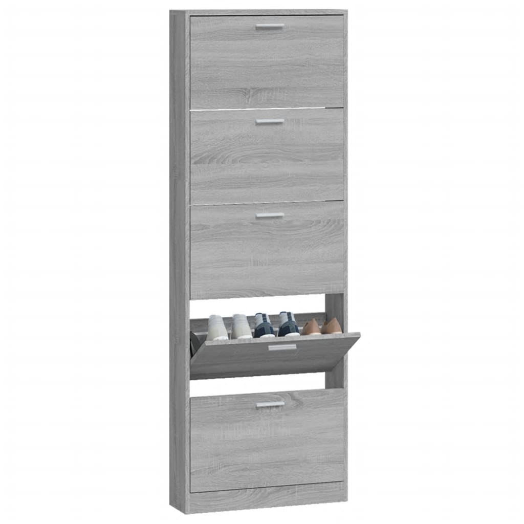 Shoe Cabinet Grey Sonoma 59x17x169 cm Engineered Wood - Bargainia.com - 