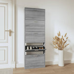 Shoe Cabinet Grey Sonoma 59x17x169 cm Engineered Wood - Bargainia.com - 